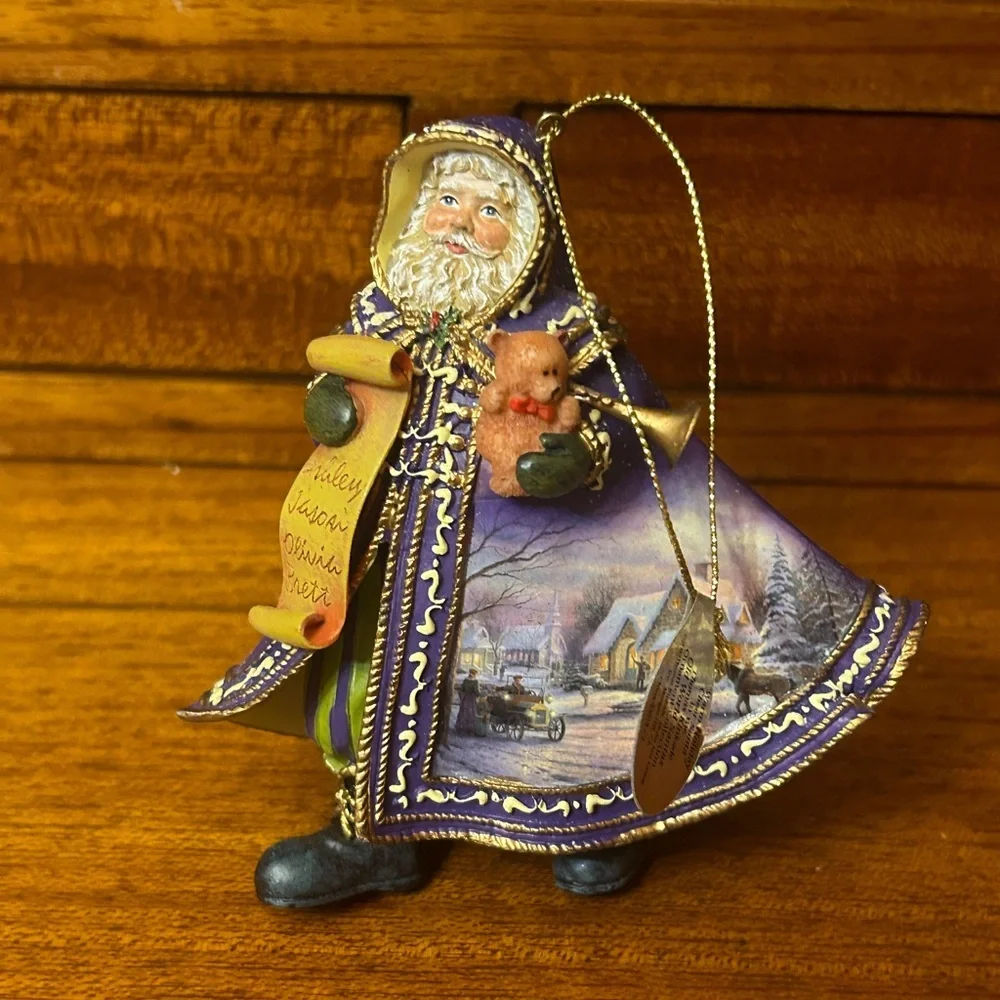 Thomas Kinkade Ashton Drake Warm Holiday Cheer Santas Ornament RARE 2003 NWT